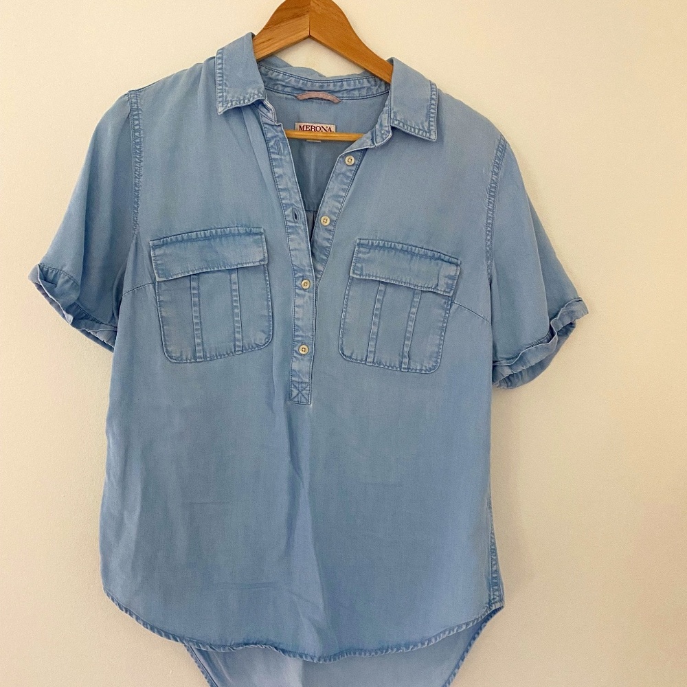 Soft Denim Short Sleeve Shirt - size M